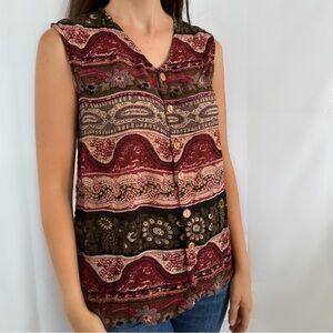 Vintage boho button up blouse eclectic Erika Taylor intimidates small medium